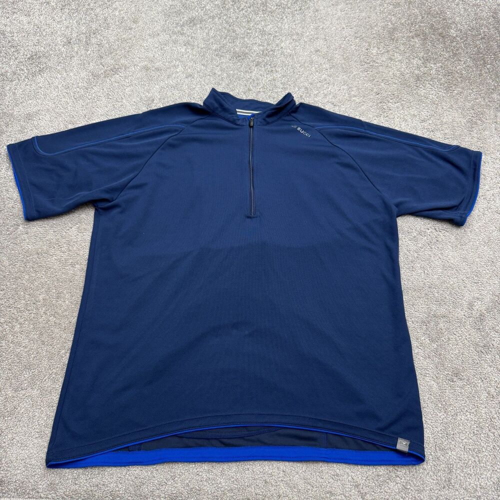 Sugoi Cycling Jersey Men Large Blue Short Sleeve 1/4 Zip Stretch Bike Activewear